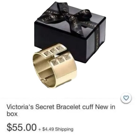 Victoria’s Secret Scandalous Hinge Gold Tone Cubic Zirconia Cuff Bangle Bracelet - Picture 3 of 12